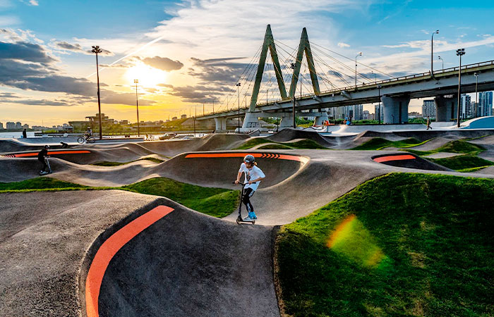 Упрочнение наливного пола материалами Praspan в экстрим-парке "УРАМ" в Казани